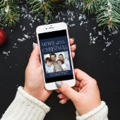 Vrolijk Kerstfeest Foto Blauw Feestdagenkaart