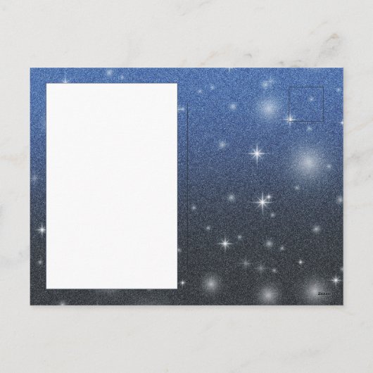 Vrolijk Kerstfeest Foto Blauw Glitter Feestdagenkaart (Achterkant)