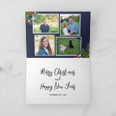 Vrolijk Kerstfeest Foto Collage Pine Branch & Berr Feestdagen Kaart (Binnen)