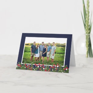 Vrolijk Kerstfeest Foto Collage Pine Branch & Berr Feestdagen Kaart