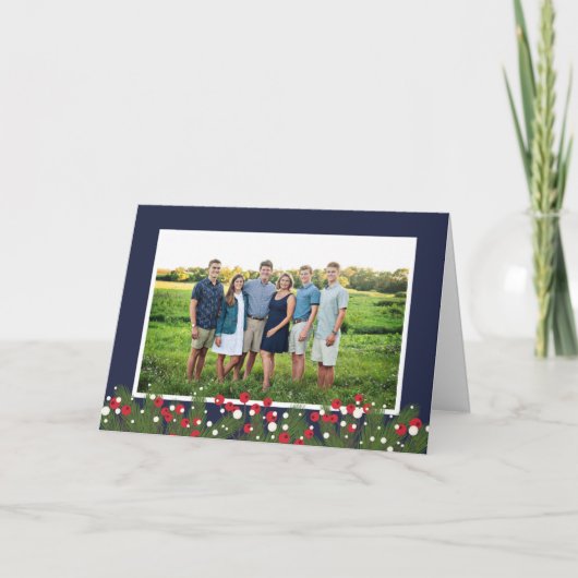 Vrolijk Kerstfeest Foto Collage Pine Branch & Berr Feestdagen Kaart (Voorkant)