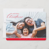VROLIJK KERSTFEEST FOTO elegante kalligrafie rood Feestdagenkaart (Voorkant)