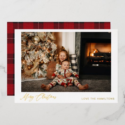 Vrolijk kerstfeest - Foto Folie Uitnodiging (Voorkant / Achterkant)