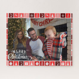 Vrolijk kerstfeest Foto Gift Jigzaag Puzzle Sjablo Legpuzzel