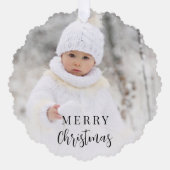 Vrolijk Kerstfeest Foto Groene Vakantie Ornament Kaart (Voorkant)