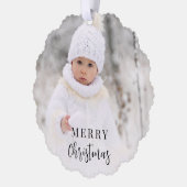 Vrolijk Kerstfeest Foto Groene Vakantie Ornament Kaart (Links)