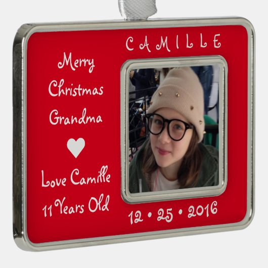 VROLIJK KERSTFEEST ♥︎ FOTO HERINNERINGEN ♥︎ CADEAU VERZILVERD OMLIJST ORNAMENT (Rechts)