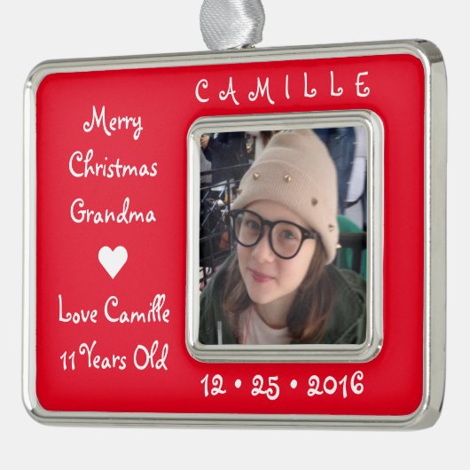 VROLIJK KERSTFEEST ♥︎ FOTO HERINNERINGEN ♥︎ CADEAU VERZILVERD OMLIJST ORNAMENT (Links)
