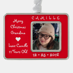 VROLIJK KERSTFEEST ♥︎ FOTO HERINNERINGEN ♥︎ CADEAU VERZILVERD OMLIJST ORNAMENT
