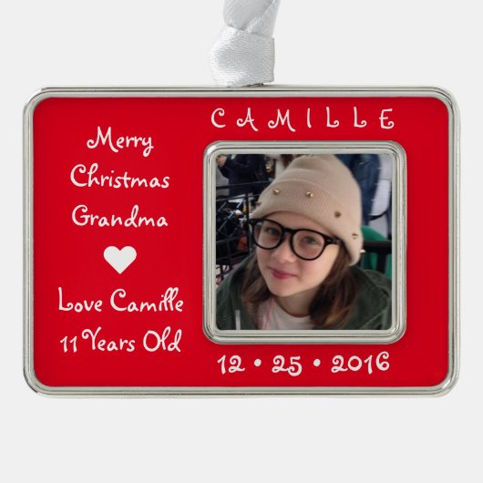 VROLIJK KERSTFEEST ♥︎ FOTO HERINNERINGEN ♥︎ CADEAU VERZILVERD OMLIJST ORNAMENT (Voorkant)