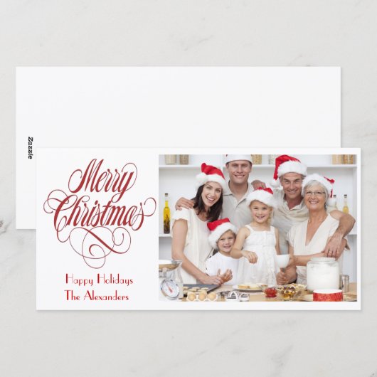 Vrolijk Kerstfeest Foto Kaart Sjabloon Insert Afbe (Voorkant / Achterkant)