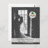 "Vrolijk kerstfeest!" Foto Karte Schneeflocken Briefkaart (Voorkant / Achterkant)