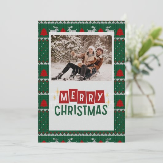 Vrolijk kerstfeest, foto kerstkaart, pinecone, zch feestdagenkaart (Staand voorkant)