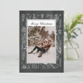 Vrolijk kerstfeest, foto kerstkaart, pinecone, zch feestdagenkaart (Staand voorkant)