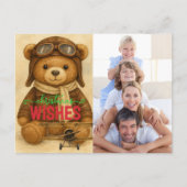 Vrolijk Kerstfeest Foto Leuke Teddy Bear Pilot Briefkaart (Voorkant)