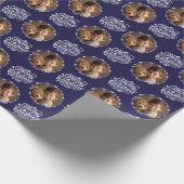 Vrolijk Kerstfeest Foto Marine Sparkle Gift Cadeaupapier (Hoek)