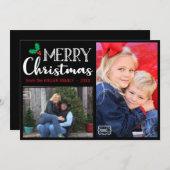 Vrolijk kerstfeest Foto met hand met briefette Bla Feestdagenkaart (Voorkant / Achterkant)