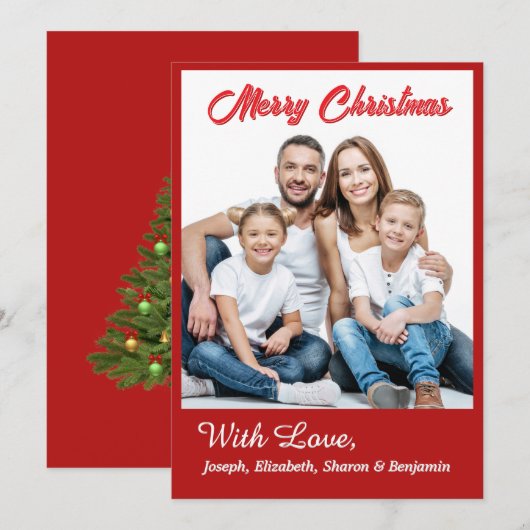 Vrolijk kerstfeest Foto Modern Red Feestdagenkaart (Voorkant / Achterkant)
