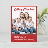 Vrolijk kerstfeest Foto Modern Red Feestdagenkaart (Staand voorkant)