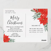 Vrolijk kerstfeest Foto Moderne Waterverf Rood Flo Folie Feestdagen Briefkaart (Achterkant)