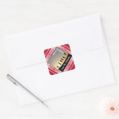 Vrolijk kerstfeest Foto Naam Rood cadeaulabel Vierkante Sticker (Envelop)