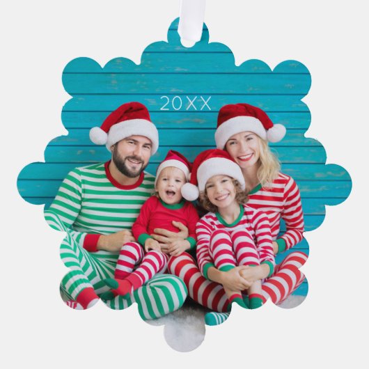 Vrolijk Kerstfeest Foto Ornament Kaart (Voorkant)