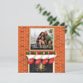 Vrolijk kerstfeest Foto over de haard Feestdagenkaart (Staand voorkant)