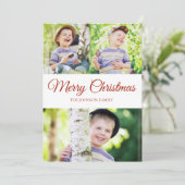 Vrolijk kerstfeest Foto Red White Dot Holiday Kaar Feestdagenkaart (Staand voorkant)