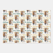 Vrolijk Kerstfeest Foto Script Naam Gold Green Inpakpapier Vel (Voorkant 3)