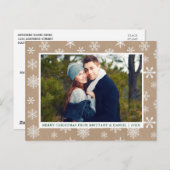 Vrolijk kerstfeest Foto Snowflakes Kraft Briefkaart (Voorkant / Achterkant)