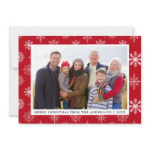 Vrolijk kerstfeest Foto Snowflakes Red Kaart