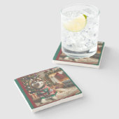 Vrolijk Kerstfeest Foto Stone Onderzetter (Zijkant)