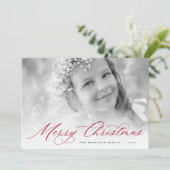 Vrolijk kerstfeest | Foto van Elegant Script Feestdagenkaart (Staand voorkant)