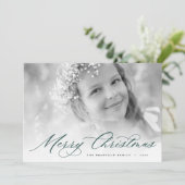 Vrolijk kerstfeest | Foto van Elegant Script Feestdagenkaart (Staand voorkant)