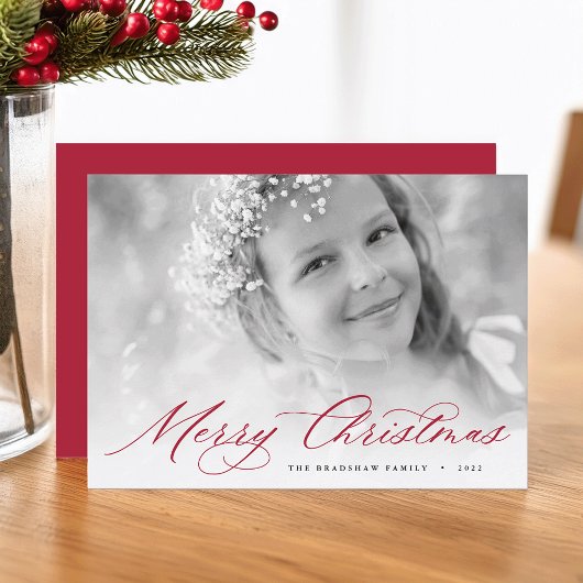 Vrolijk kerstfeest | Foto van Elegant Script Feestdagenkaart