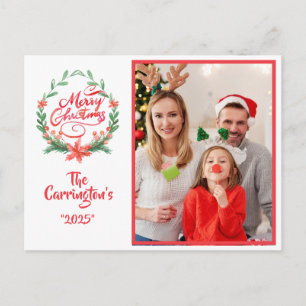 Vrolijk kerstfeest Foto WreatYear Briefkaart