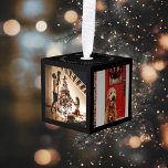 Vrolijk kerstfeest Foto: zwart wit Decoratie<br><div class="desc">Personaliseer met uw foto's en tekst op bovenkant evenals achtergrondkleur; de witte lijsten zijn ook editable.</div>