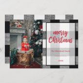 Vrolijk kerstfeest Foto zwart-witte buffelplaat Feestdagenkaart (Voorkant / Achterkant)