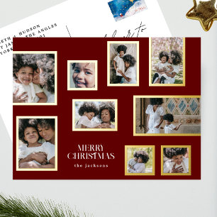 vrolijk kerstfeest   Fotocollage   Klassiek rood Folie Feestdagen Briefkaart
