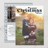 Vrolijk kerstfeest fotokaart | verticaal, zwart kaart (Voorkant / Achterkant)