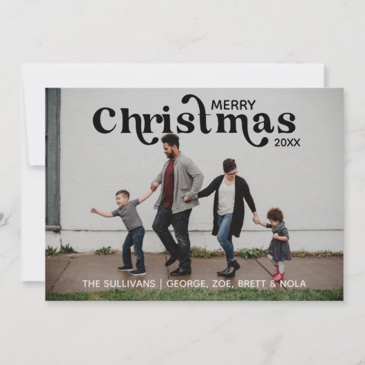 Vrolijk kerstfeest fotokaart | Zwart Kaart (Voorkant)