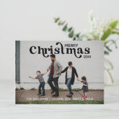 Vrolijk kerstfeest fotokaart | Zwart Kaart (Staand voorkant)