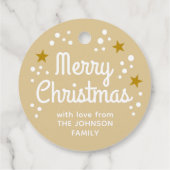 Vrolijk Kerstfeest Fotonaam Eenvoudig Goud Rond Gi Bedankjes Labels (Achterkant)