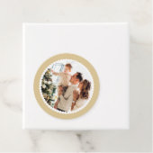 Vrolijk Kerstfeest Fotonaam Eenvoudig Goud Rond Gi Bedankjes Labels (In situ)