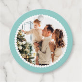 Vrolijk Kerstfeest Fotonaam Eenvoudig Groen Rond C Bedankjes Labels (Voorkant)