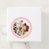 Vrolijk Kerstfeest Fotonaam Eenvoudig Roze Ronde G Bedankjes Labels (In situ)