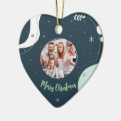 Vrolijk kerstfeest Foto's sneeuw, pastel, hart Keramisch Ornament (Links)