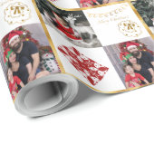 Vrolijk kerstfeest - foto's van gouden en rode orn cadeaupapier (Rol Hoek)