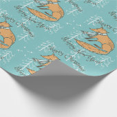 Vrolijk kerstfeest Fox Cozy Cadeaupapier (Hoek)