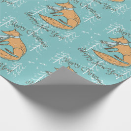 Vrolijk kerstfeest Fox Cozy Cadeaupapier